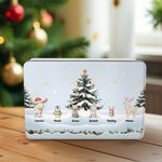 Personalized Cute 1-6 Cartoon Animals Snowflake Food-Grade Metal Biscuit Tin Storage Box with Name Christmas Gift for Family Kids