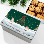 Personalized Cute 1-6 Cartoon Animals Snowflake Food-Grade Metal Biscuit Tin Storage Box with Name Christmas Gift for Family Kids