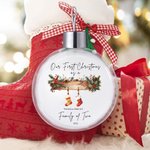 Personalised Our First Christmas 1-6 Stockings Christmas Ball Ornament with Name and Year Home Decor Christmas Gift for Family Friends