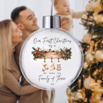 Personalised Our First Christmas 1-6 Stockings Christmas Ball Ornament with Name and Year Home Decor Christmas Gift for Family Friends