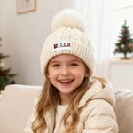 Personalised Christmas-Themed Doodle Letter Design Pom Pom Knit Beanie Hat with Name  Winter Accessory Christmas Gift for Boys Girls