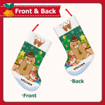 Personalized Multicolor Christmas Tree Gingerbread Man Christmas Stocking with Initial Christmas Home Decor Birthday Gift for Friend Family