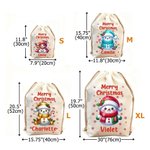 Personalised Merry Christmas Cute Snowman Drawstring Canvas Gift Bag with Name Christmas Party Gift for Kids Family