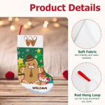 Personalized Multicolor Christmas Tree Gingerbread Man Christmas Stocking with Initial Christmas Home Decor Birthday Gift for Friend Family