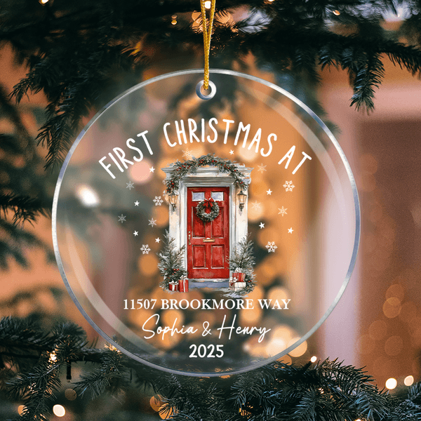 Gepersonaliseerd Kerstmis Huisdeur Acryl Ornament met Namen en Adres Huisdecoratie Kerstcadeau voor Familie Vrienden Nieuw Huis Verhuizers