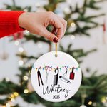 Personalised Hair Styling Tools Ceramic Ornament with Name Christmas Tree Decor Gift for Hairstylist Barber