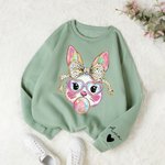 T-shirt Sweatshirt personnalisé avec nom Lapin de Pâques pailleté Multicolore Cadeau d'anniversaire de Pâques pour enfants Amis