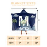 Personalised Dinosaur Multiple Colours Soft Throw Hooded Blanket with Name and Initial Christmas Birthday Gift for Family Friend Kid