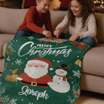 Personalized Merry Christmas Soft Throw Blanket with Name Home Decor Christmas Gift for Kids Friends