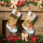 Personalized Multicolor Christmas Tree Gingerbread Man Christmas Stocking with Initial Christmas Home Decor Birthday Gift for Friend Family