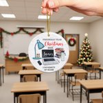 Personalised Freshman Year Ceramic Christmas Ornament with Name and School Name Classroom Tree Decor Christmas Gift for College Student