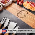 Gepersonaliseerde Gegraveerde Naam Acacia Marmer 11 stuks Snijplank Onderleggers Set met Keramische Kom Made in USA Housewarming Gift voor familie Vriend