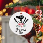 Personalised Hair Styling Tools Ceramic Ornament with Name Christmas Tree Decor Gift for Hairstylist Barber