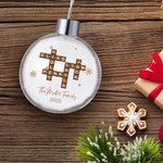 Personalizado copo de nieve Crucigrama Arte Acrílico Navidad Bola Ornamento con el texto y el año Inicio Árbol Decoración Navidad Regalo para Amigos de la Familia 3