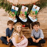 Personalized Multicolor Christmas Tree Gingerbread Man Christmas Stocking with Initial Christmas Home Decor Birthday Gift for Friend Family