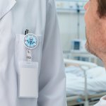 Acrílico personalizado retráctil Esqueleto Insignia Carrete con texto Cumpleaños Regalo de Navidad para enfermeras Médicos