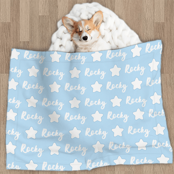 Personalised Multicolour Stars Soft Throw Pet Blanket with Name Pet Birthday Adoption Anniversary Gift for Pet Lovers Owners