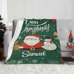 Personalized Merry Christmas Soft Throw Blanket with Name Home Decor Christmas Gift for Kids Friends
