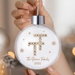 Personalizado copo de nieve Crucigrama Arte Acrílico Navidad Bola Ornamento con el texto y el año Inicio Árbol Decoración Navidad Regalo para Amigos de la Familia 5