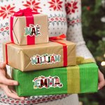Personalisierte Weihnachtsmannmütze Elch Weihnachten Brief Satz von 2 wasserdichte Aufkleber mit Namen Geschenk Dekoration Weihnachtsfeier Favor für Kinder Familie Freunde