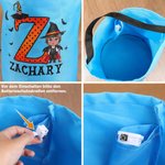 Personalisierte Cartoon Figur Hexenhut Initiale Halloween Eimertasche mit LED-Licht Namen Trick or Treat Süßigkeiten Korb Party Geschenk für Kinder