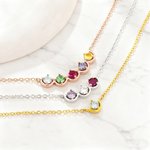 Personalised 1-6 Family Birthstones Necklace Dainty Jewellery Birthday Anniversary Wedding Gift for Mother Family