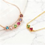 Personalised 1-6 Family Birthstones Necklace Dainty Jewellery Birthday Anniversary Wedding Gift for Mother Family