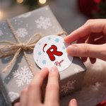 Personalized Snowflake Santa Hat Initial Waterproof Stickers Labels with Name Gift Decor Christmas Party Favors for Kids