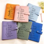 Personalisierte Bibel Vers Kreuz PU Leder Notizbuch mit Namen Stift Schlitz und Karte Taschen Taufe Hochzeit Geschenk für Christen Brautjungfern