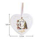 Ornement de coeur en céramique personnalisé avec nom et année – Style de renne et décoration de maison – Cadeau de noël pour famille amis