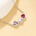 Personalised 1-6 Family Birthstones Necklace Dainty Jewellery Birthday Anniversary Wedding Gift for Mother Family