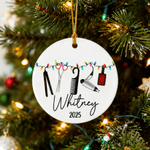 Personalised Hair Styling Tools Ceramic Ornament with Name Christmas Tree Decor Gift for Hairstylist Barber