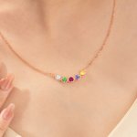 Personalised 1-6 Family Birthstones Necklace Dainty Jewellery Birthday Anniversary Wedding Gift for Mother Family