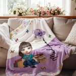 Personalizzato lettura Cartoon personaggio nascita fiore morbido coperta con nome Home Decor Compleanno regalo di Natale per gli amanti del libro Bookworm
