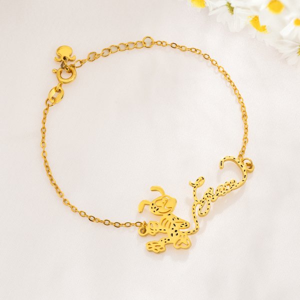 Bracelet personnalisé en Marsupilami avec nom Cadeau d'anniversaire pour ami(e) famille | Callie × Marsupilami®.