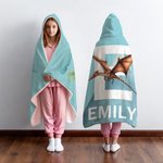 Personalised Dinosaur Multiple Colours Soft Throw Hooded Blanket with Name and Initial Christmas Birthday Gift for Family Friend Kid