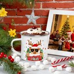 Gepersonaliseerde Schattige Kerst-eland Emaille Mok 355 ml met Naam Kerstcadeau voor Familie en Kinderen