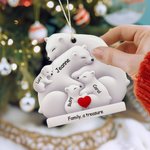 Personalized Cute Hug Bear Acrylic Ornament with Lover Heart and 2-9 Names Home Tree Decor Christmas Gift for Family Friends 6