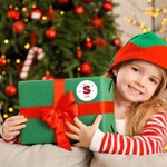 Personalized Snowflake Santa Hat Initial Waterproof Stickers Labels with Name Gift Decor Christmas Party Favors for Kids