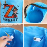 Personalized Cartoon Character Witch Hat Initial Glowing Candy Bucket with Name Trick or Treat Halloween Party Gift for Girls Boys