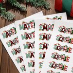 Personalisierte Weihnachtsmannmütze Elch Weihnachten Brief Satz von 2 wasserdichte Aufkleber mit Namen Geschenk Dekoration Weihnachtsfeier Favor für Kinder Familie Freunde