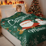 Personalized Merry Christmas Soft Throw Blanket with Name Home Decor Christmas Gift for Kids Friends