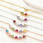 Personalised 1-6 Family Birthstones Necklace Dainty Jewellery Birthday Anniversary Wedding Gift for Mother Family