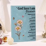 Personalized God Says I Am Name Meaning on Bible Verse A5 Leather Cover Notebook Baptism Thanksgiving Gift for Family Christians