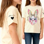 T-shirt Sweatshirt personnalisé avec nom Lapin de Pâques pailleté Multicolore Cadeau d'anniversaire de Pâques pour enfants Amis