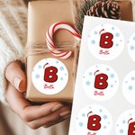 Personalized Snowflake Santa Hat Initial Waterproof Stickers Labels with Name Gift Decor Christmas Party Favors for Kids