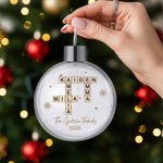 Personalizado copo de nieve Crucigrama Arte Acrílico Navidad Bola Ornamento con el texto y el año Inicio Árbol Decoración Navidad Regalo para Amigos de la Familia 2