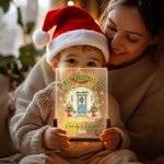 Spersonalizowana akrylowa lampka nocna LED dla nowego domu z imieniem i drewnianą podstawą Dekoracja domu Parapetówka Pierwszy prezent świąteczny dla dzieci Rodzina Przyjaciele