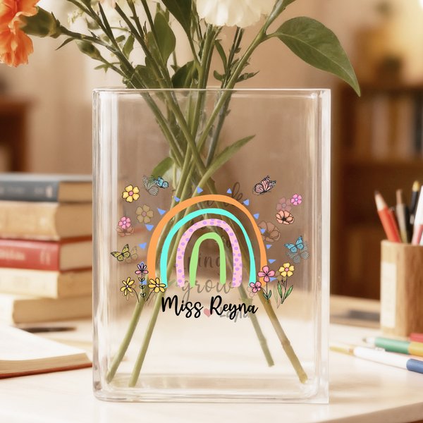 Personalisierte Danke für die Hilfe mir wachsen klar Buch Vase mit Namen Zimmer Dekor Lehrer Tag Anerkennung Geschenk für Lehrer Buchliebhaber