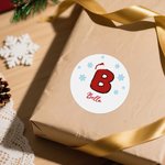 Personalized Snowflake Santa Hat Initial Waterproof Stickers Labels with Name Gift Decor Christmas Party Favors for Kids